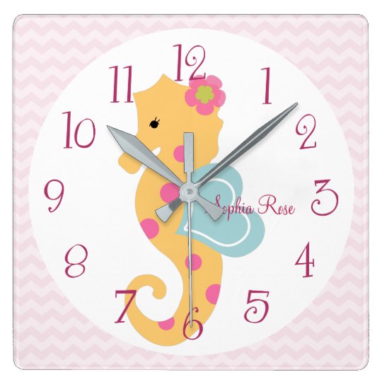 Personalized Sea Sweeties Seahorse Nursery Clock Zazzle Personalized Sea Sweeties Seahorse Nursery Clock