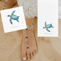 Personalized Sea Turtle Beach Wedding Cocktail Napkins