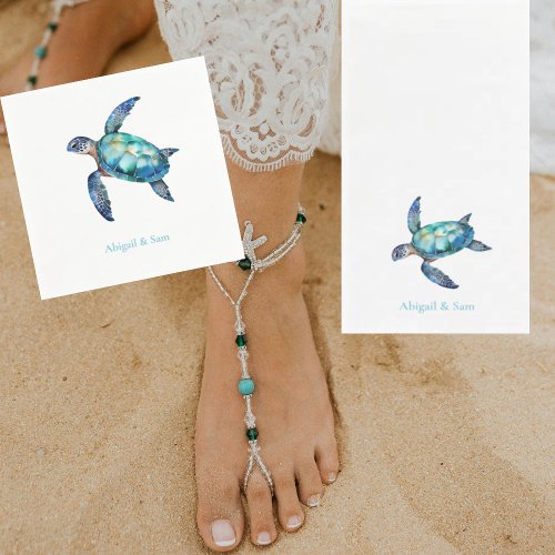 Personalized Sea Turtle Beach Wedding  Paper Guest Towels
