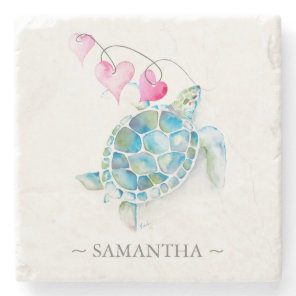 Personalized Sea Turtle Gifts for Her Stone Coaster