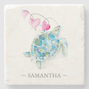 Personalized Sea Turtle Gifts for Her Stone Coaster