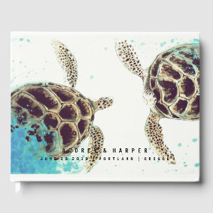 © Personalized Sea Turtle Love Wedding Guest Book