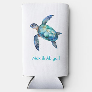 Personalized Sea Turtle Seltzer Can Cooler
