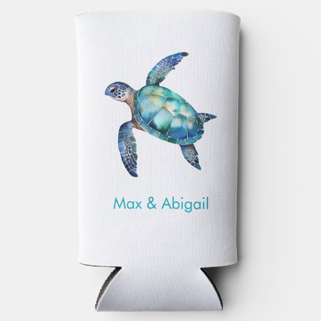 Personalized Sea Turtle  Seltzer Can Cooler (Front)