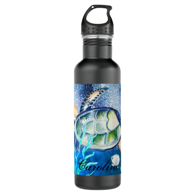 Personalized Sea Turtle  Stainless Steel Water Bot Stainless Steel Water Bottle (Front)