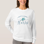 Personalized Sea Turtle T-shirts for Bride<br><div class="desc">Celebrate your beach wedding in Florida with this personalized long-sleeved wedding t-shirt featuring a beautiful sea turtle design in shades of turquoise. Perfect for bride and groom looks, this shirt is a fun and stylish addition to your wedding festivities—whether you're walking the sand in Miami, enjoying a sunset rehearsal, or...</div>