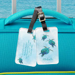 Personalized Sea Turtles Ocean Watercolor Luggage Tag at Zazzle