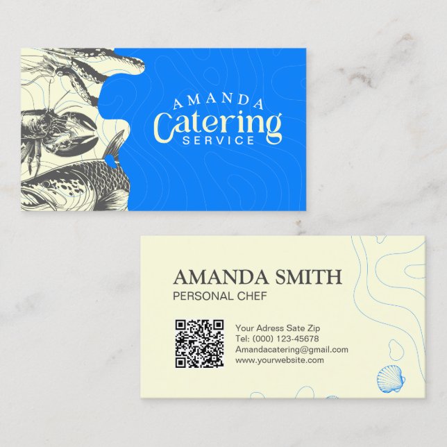 Personalized Seafood Catering Business Card (Front/Back)