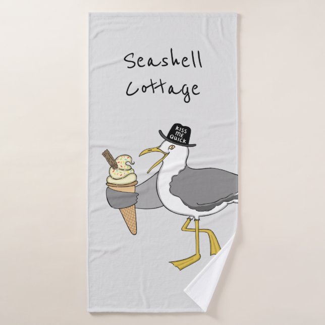 Personalized Seagull Illustration Bath Towel (Bath Towel)