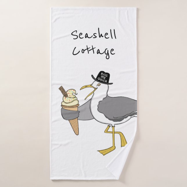 Personalized Seagull Illustration Bath Towel (Bath Towel)