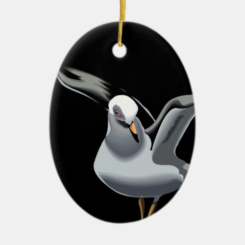 Personalized Seagull on Black Beach Christmas Ceramic Ornament
