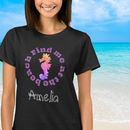 Personalized Seahorse Beach T_Shirt