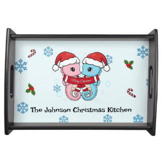 Personalized Seahorse Christmas Serving Tray