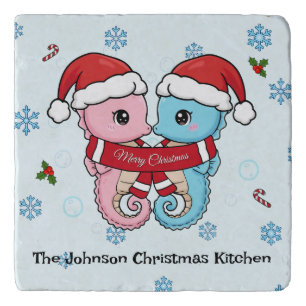 Personalized Seahorse Christmas Trivet