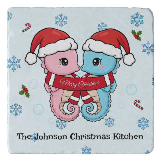 Personalized Seahorse Christmas Trivet