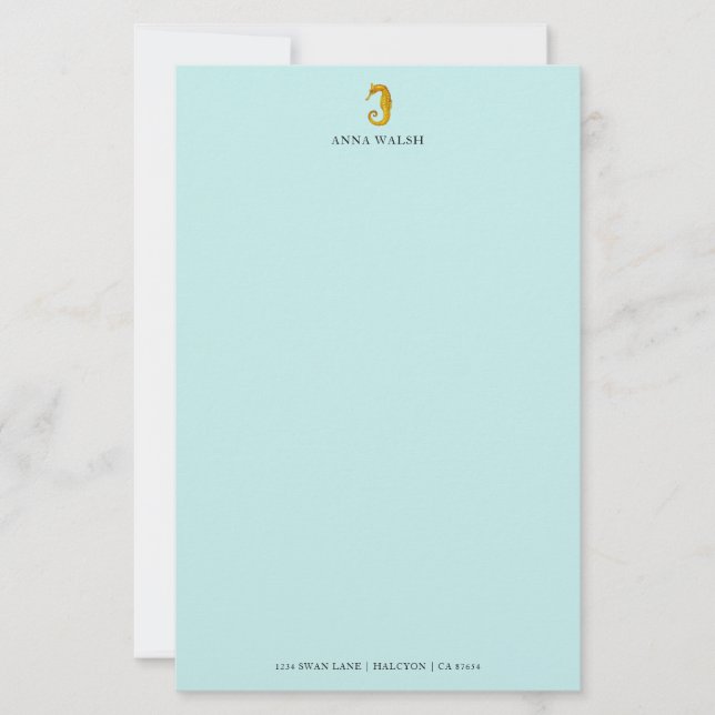 Personalized Seahorse Stationery (Front)