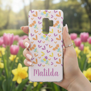 Personalized Seamless Floral and heart pattern  Uncommon Samsung Galaxy S9 Plus Case