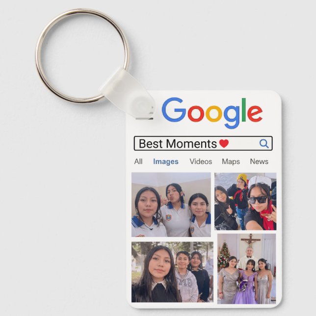 Personalized Search Bar Text custom memory Photos  Keychain (Front)