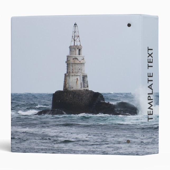 Personalized Seascape with lighthouse 3 Ring Binder (Back/Spine)
