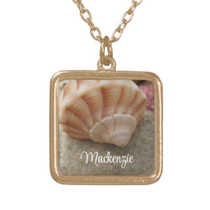 Personalized Seashell Beach  Gold Plated Necklace