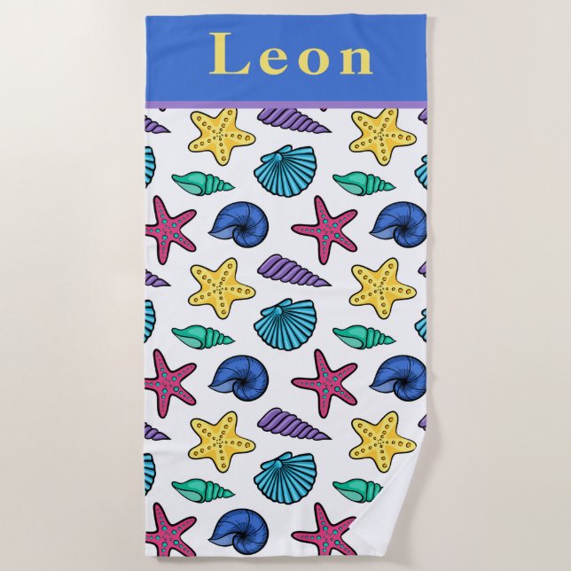 Personalized Seashell  Beach Towel (Front)