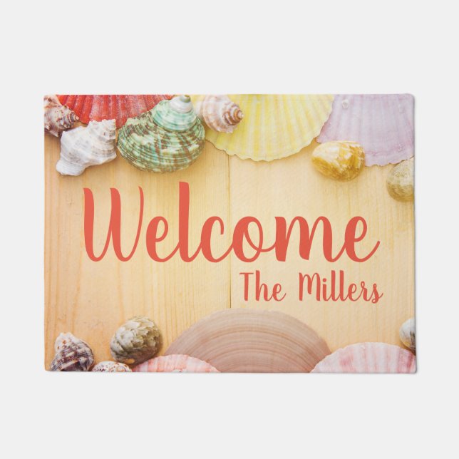 Personalized Seashell Welcome Mat (Front)