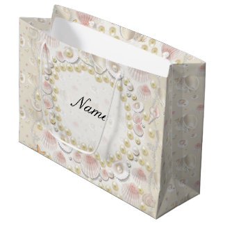 Personalized Seashells and Pearls Large Gift Bag