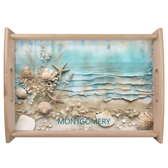 Personalized Seashells, Beach & Ocean Serving Tray (Front)