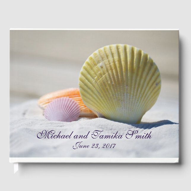 Personalized Seashells on the Beach Wedding Guest Book (Front)