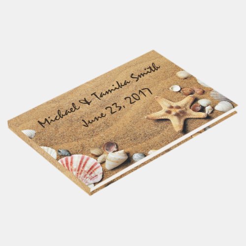 Personalized Seashells on the Beach Wedding Guest Book