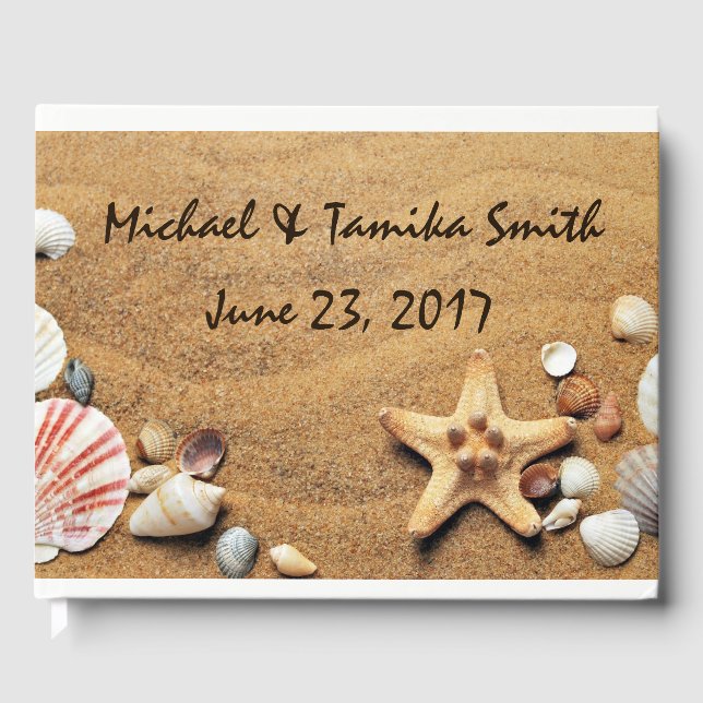 Personalized Seashells on the Beach Wedding Guest Book (Front)