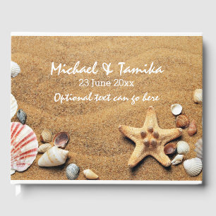 Personalized Seashells on the Beach Wedding Guest  Book