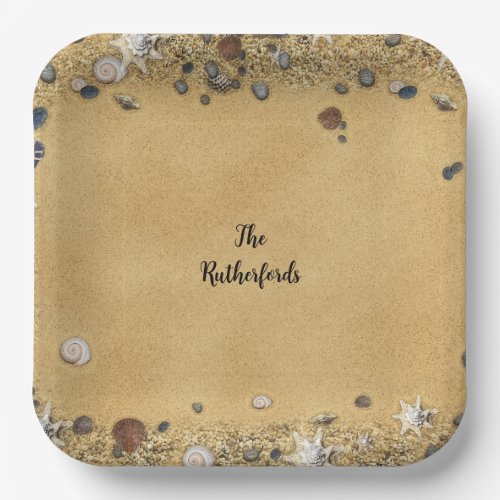 Personalized Seashells  Sand Paper Plates