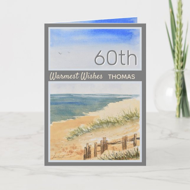 Personalized Seashore Beach 60th Birthday Card (Front)