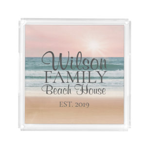 Personalized Seaside Beach House Acrylic Tray