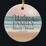 Personalized Seaside Beach House Ceramic Ornament<br><div class="desc">This Personalized Beach house ornament is the perfect gift for your seaside loving friends and family.</div>