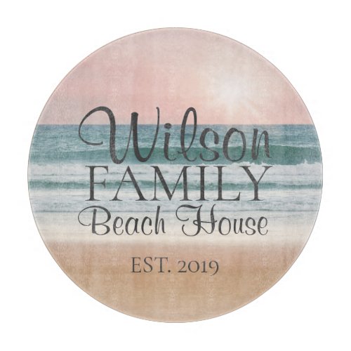 Personalized Seaside Beach House Cutting Board