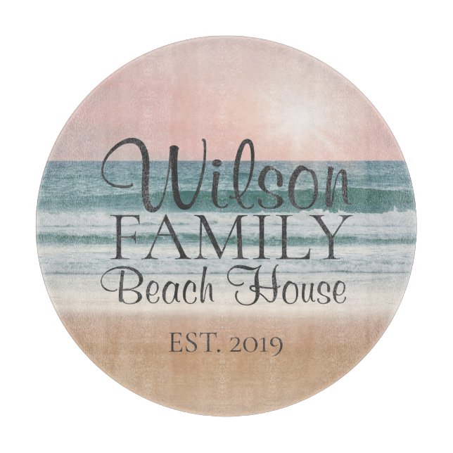 Personalized Seaside Beach House Cutting Board (Front)