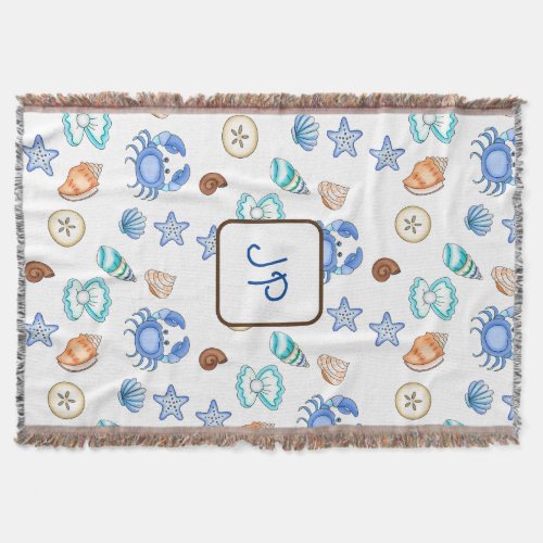 Personalized Seaside Beach Themed Boys  Throw Blanket