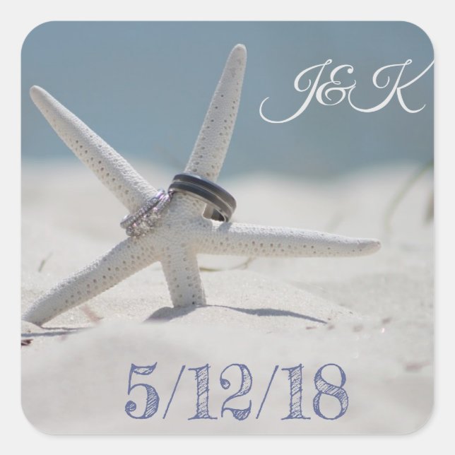 Personalized Seaside Wedding Beach Themed Stickers (Front)