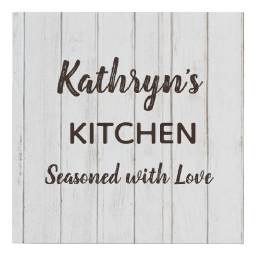 Personalized Seasoned with Love Kitchen Faux Canvas Print