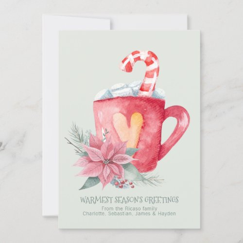 Personalized Seasons Greetings Hot Chocolate Holiday Card