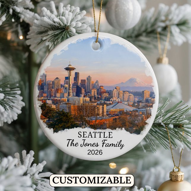 Personalized Seattle Ornament, Custom Washington Ceramic Ornament (Creator Uploaded)