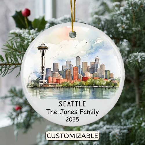 Personalized Seattle Ornament, Washington Ceramic Ornament