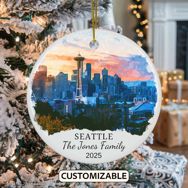 Personalized Seattle Ornament, Washington Gift Ceramic Ornament (Creator Uploaded)