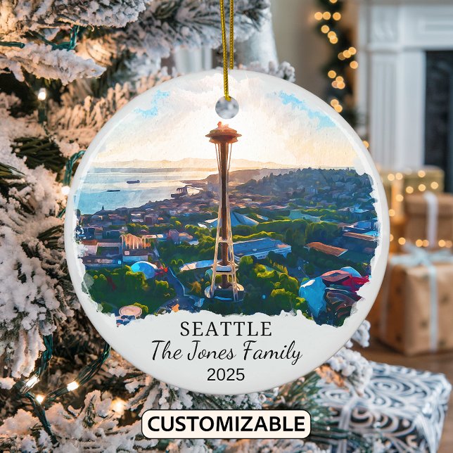 Personalized Seattle Ornament, Washington State Ceramic Ornament (Creator Uploaded)