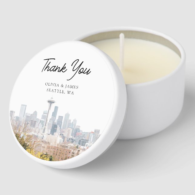 Personalized Seattle Wedding Favor Thank You  Mini Candle Favors (Corner)