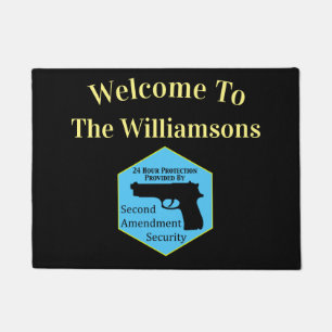 Personalized Second Amendment Security Doormat
