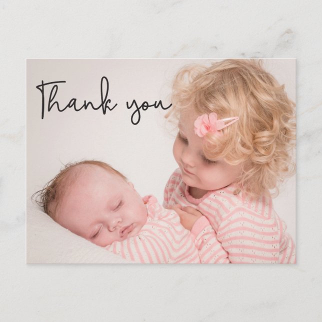 Personalized Second Baby Photo Thank You Announcement Postcard (Front)