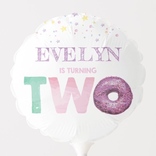 Personalized Second Birthday Doughnut Party Balloon (Front)